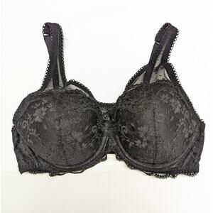 Victoria's Secret Dream Angels Black Lace Polka Dot Bra Size 34DD
